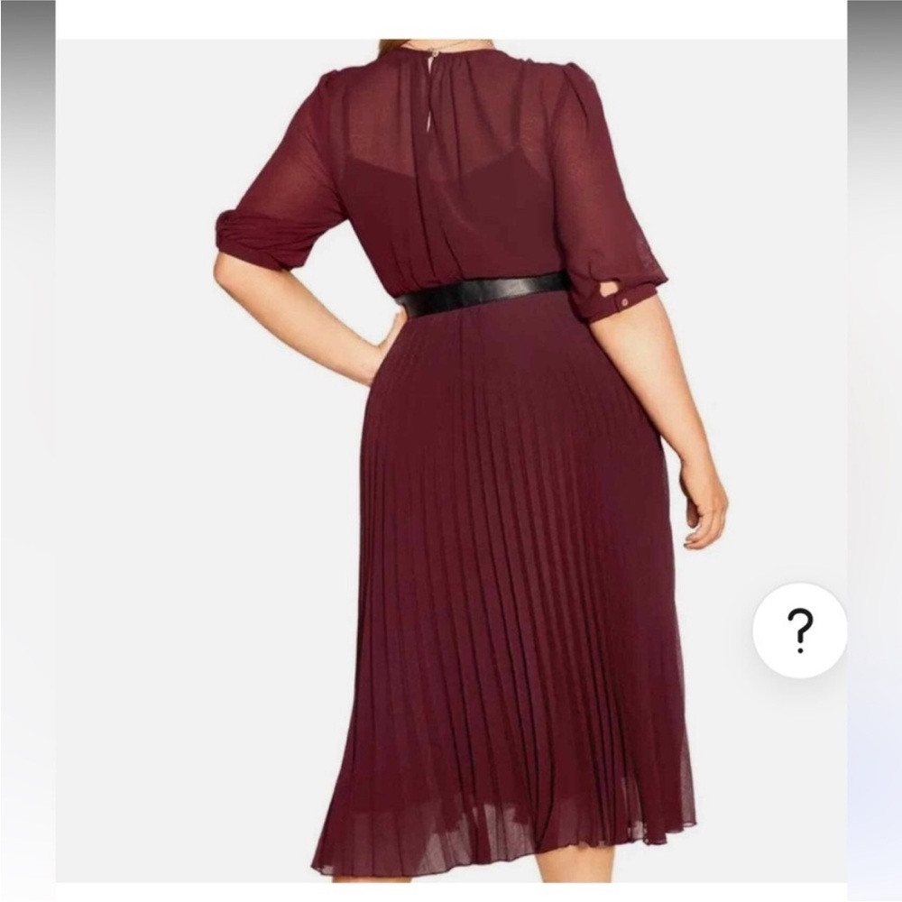 City Chic Love pleat dress Deep Burgundy wine Midi xxl 24 - Picture 2 of 11
